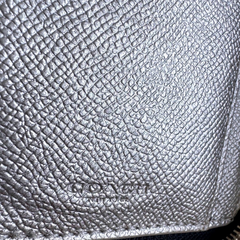 Coach NASA Small Zip Around Wallet Navy Leather Metallic Silver Space - Picture 7 of 10